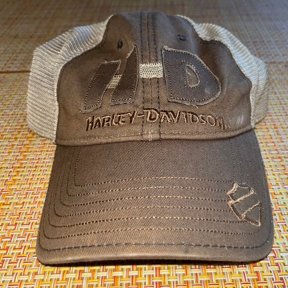 Harley Davidson Brown and Tan Mens Baseball Cap Hat - Picture 1 of 6